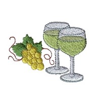 two wine glasses with bunch of grapes machine embroidery design beverage alcohol drink grapes grape vine grapevine art pes hus dst needle passion embroidery npe